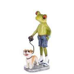 Figurka Żaba Na spacerze z psem Dekoracja