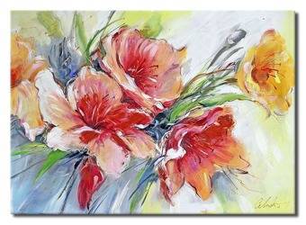 Obraz - Kwiaty nowoczesne - olejny, ręcznie malowany 50x70cm