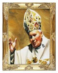 Obraz "Papież Jan Paweł II" ręcznie malowany 37x47cm