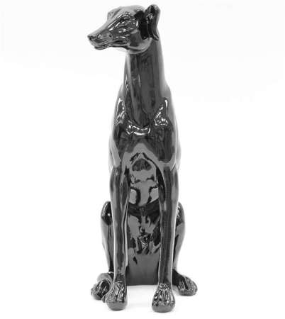 Figurka Czarny Siedzący Pies Chart 40x24cm