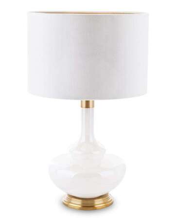 Lampa Z Kloszem biało-złota metalowa stołowa 