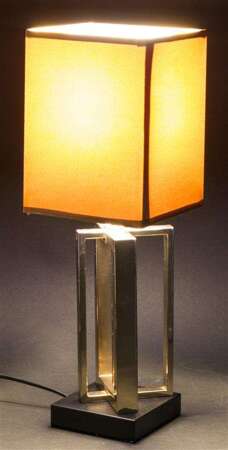 Lampa metalowa stołowa pomarańczowo-złoto-czarna