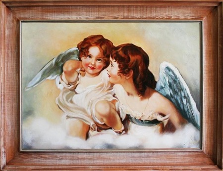 Obraz "Anioły" - olejny, ręcznie malowany 63x84cm