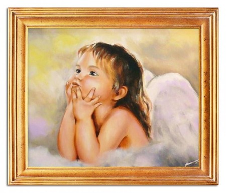 Obraz "Anioły" ręcznie malowany 54x64cm