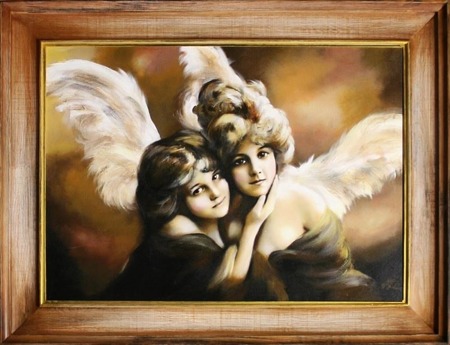 Obraz "Anioły" ręcznie malowany 63x84cm