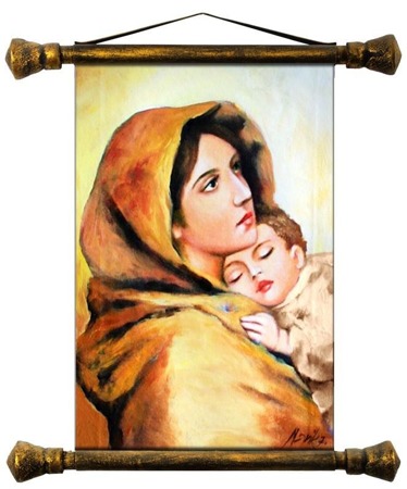 Obraz "Maryja" ręcznie malowany 37x62cm