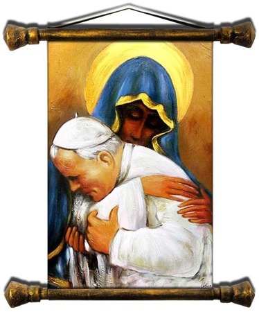 Obraz "Papież Jan Paweł II" ręcznie malowany 45x50cm