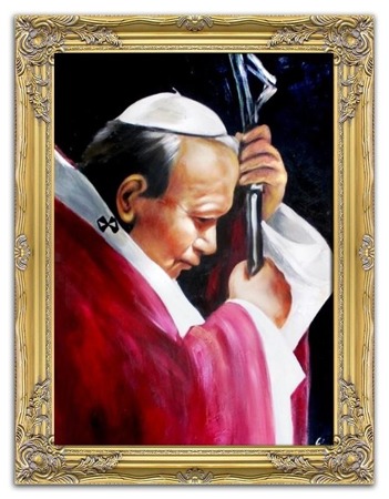 Obraz "Papież Jan Paweł II" ręcznie malowany 63x83cm