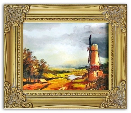 Obraz "Pejzaz tradycyjny" ręcznie malowany 27x32cm