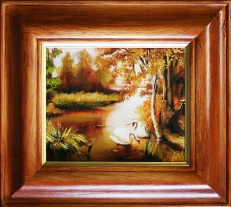 Obraz "Pejzaz tradycyjny" ręcznie malowany 43x48cm