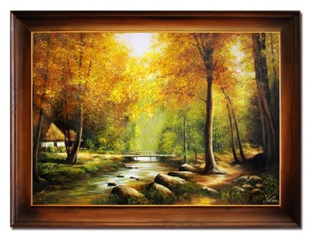 Obraz "Pejzaz tradycyjny" ręcznie malowany 63x83cm