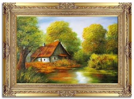 Obraz "Pejzaz tradycyjny" ręcznie malowany 90x120cm
