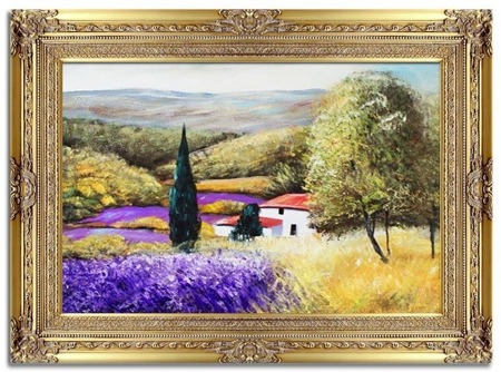Obraz "Pola lawendowe" ręcznie malowany 90x120cm