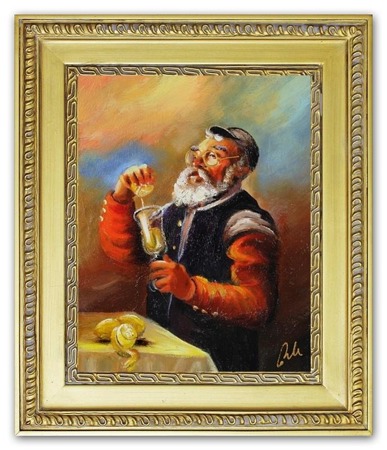 Obraz - Żyd na szczęście - olejny, ręcznie malowany 27x32cm