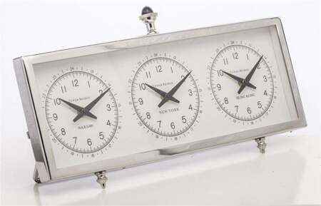 Zegar Światowy Srebrny Metalowy 23x41x8,5
