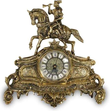 Zegar kominkowy ozdobny metal złoty 
