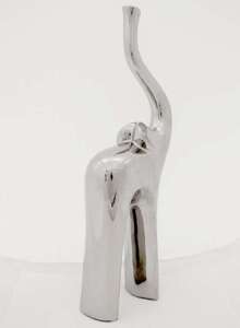 Figurka Słoń z trąbą w górze kolor srebrny H39,5cm