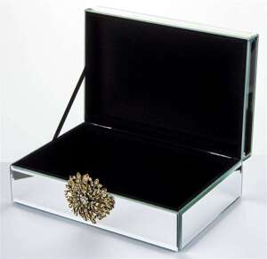Szkatułka szklana srebrna Kwiat 8x24,5x16,5 cm